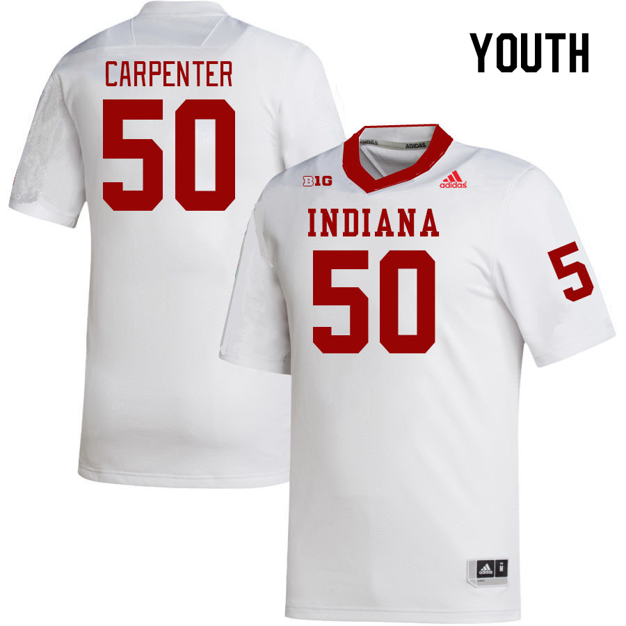 Youth #50 Zach Carpenter Indiana Hoosiers College Football Jerseys Stitched-White